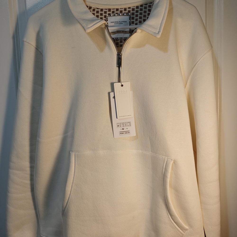 Men's Cream Quarter-Zip Sweater